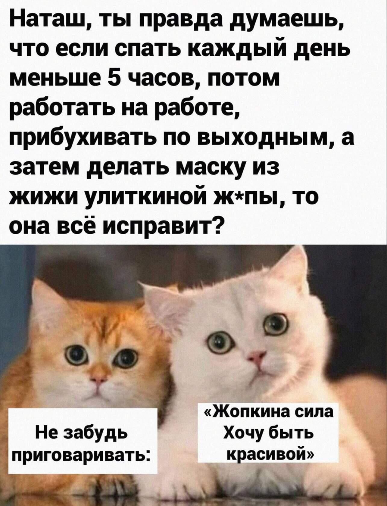 Наташ ты правда думаешь что если спать каждый день меньше 5 часов потом работать на работе прибухивать по выходным а затем делать маску из жижи улиткиной ты то она всё исправит О Т Жопкииа сила Не забудь Хочу быть приговаривать красивой 4