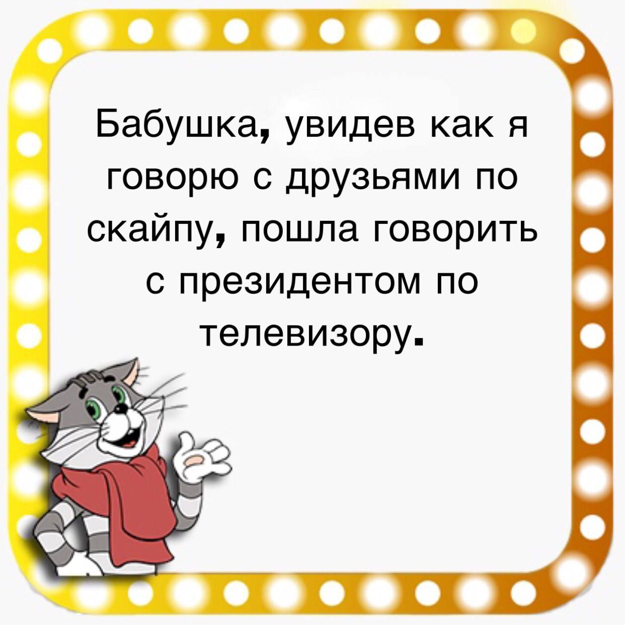 Бабушка увидев как я говорю с друзьями по скайпу пошла говорить с президентом по телевизору