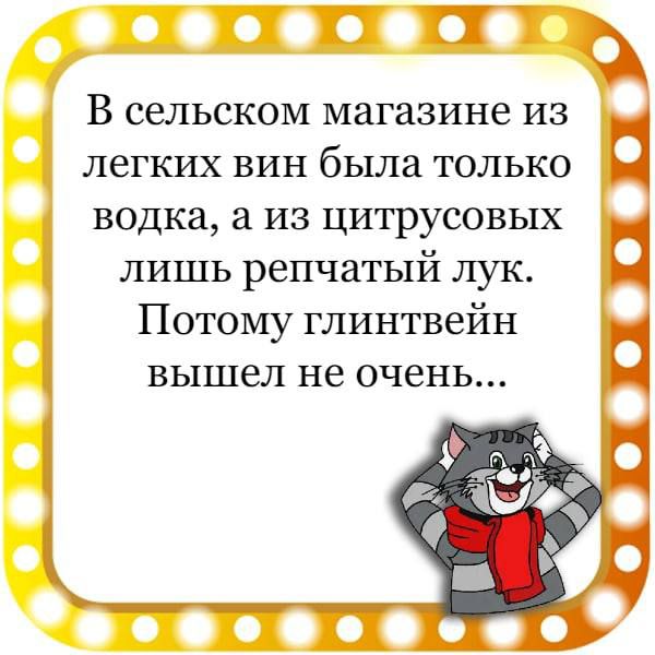 ППТЧ В сельском магазине из легких вин была только водка а из цитрусовых лишь репчатый лук Потому глинтвейн вышел не очень