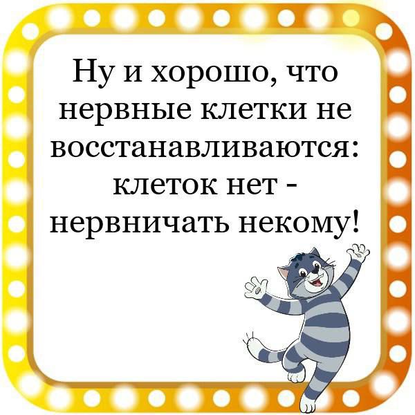 Ну И хорошо что нервные клетки не восстанавливаются клеток нет нервничать некому 13