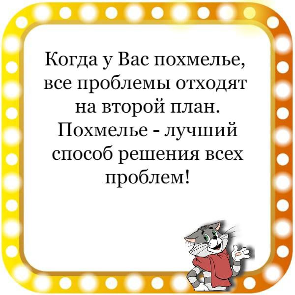 Когда у Вас похмелье все проблемы отходят на второй план Похмелье лучший способ решения всех проблем