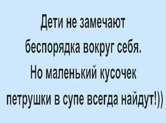 Дети не замечают беспорядка вокруг себя Но маленький кусочек петрушки в супе всегда найдут