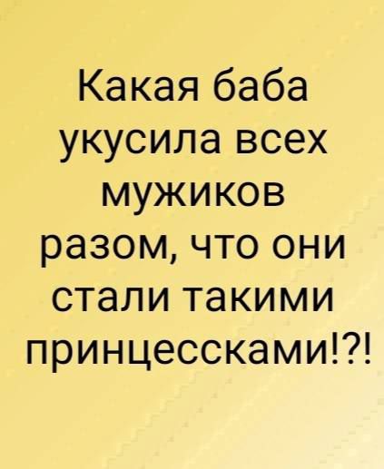 Какая баба укусила всех мужиков разом что они стали такими принцессками