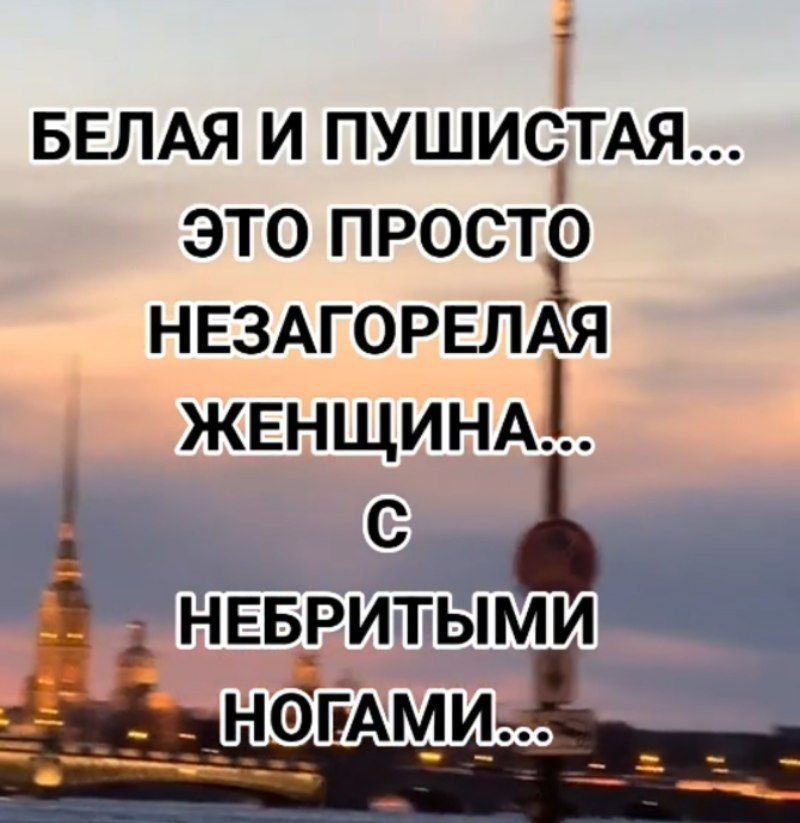 БЕЛАЯ И ПУШИСТАЯ... ЭТО ПРОСТО НЕЗАГОРЕЛАЯ ЖЕНЩИНА... С НЕБРИТЫМИ НОГАМИ...