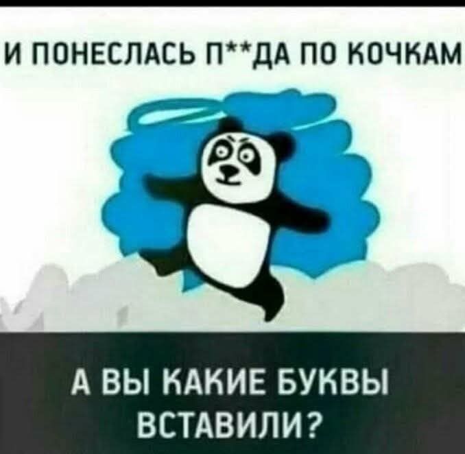 И понеслась п**да по кочкам
А вы какие буквы вставили?