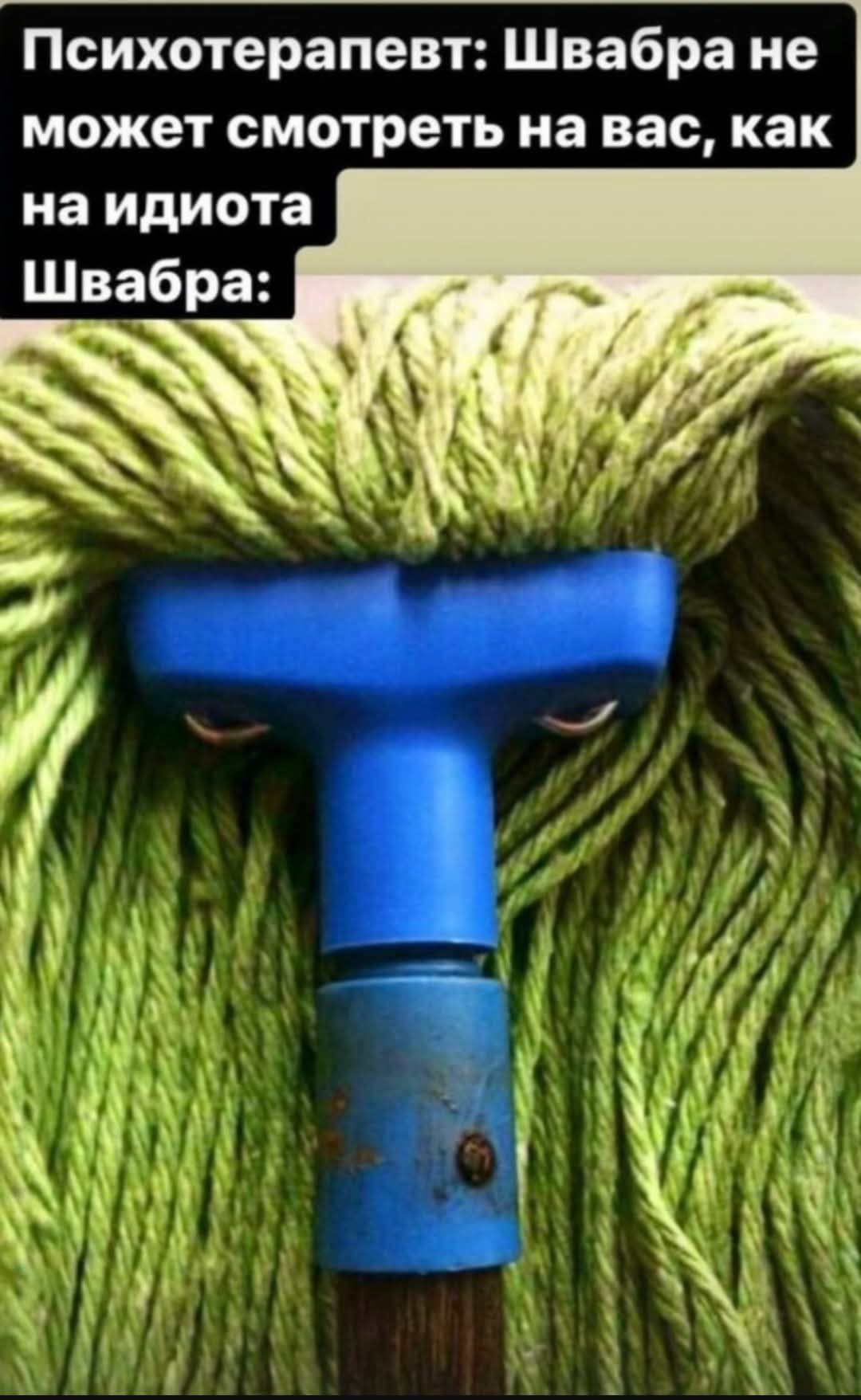 Психотерапевт: Швабра не может смотреть на вас, как на идиота
Швабра: