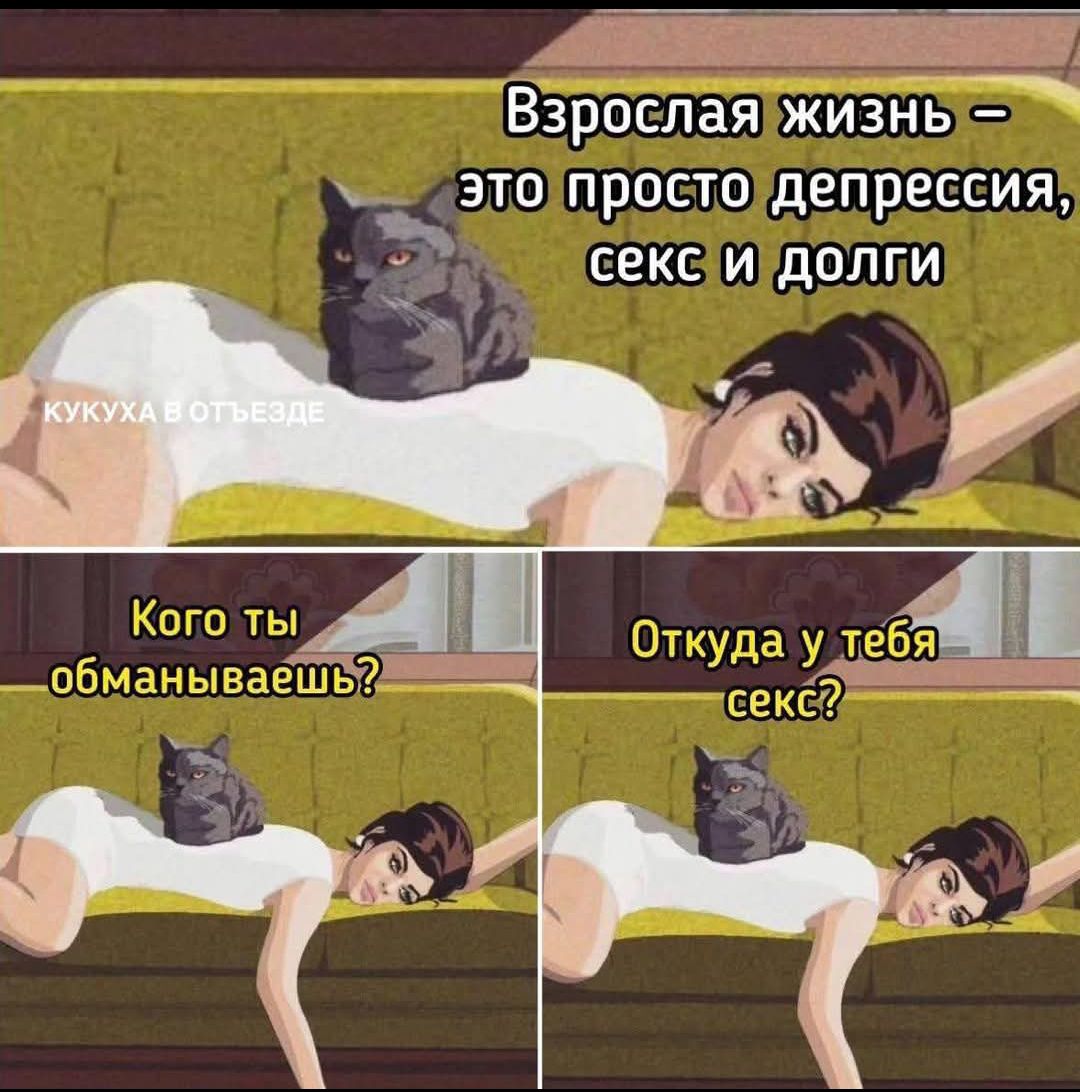 Взрослая жизнь – это просто депрессия, секс и долги
Кого ты обманываешь?
Откуда у тебя секс?