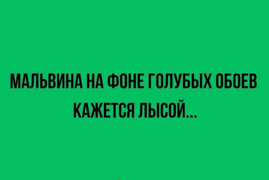МАЛЬВИНА НА ФОНЕ ГОЛУБЫХ ОБОЕВ КАЖЕТСЯ ЛЫСОЙ...