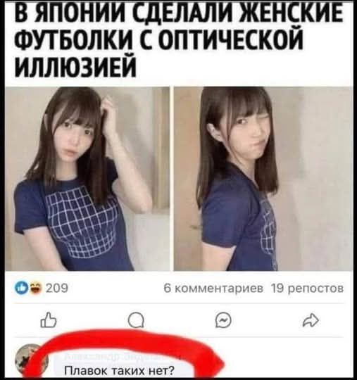 В Японии сделали женские футболки с оптической иллюзией. Плавок таких нет?