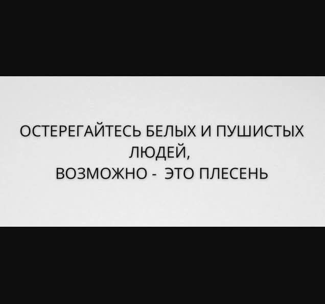 ОСТЕРЕГАЙТЕСЬ БЕЛЫХ И ПУШИСТЫХ ЛЮДЕЙ, ВОЗМОЖНО - ЭТО ПЛЕСЕНЬ