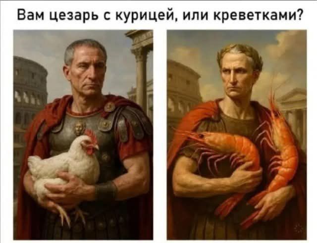 Вам цезарь с курицей, или креветками?