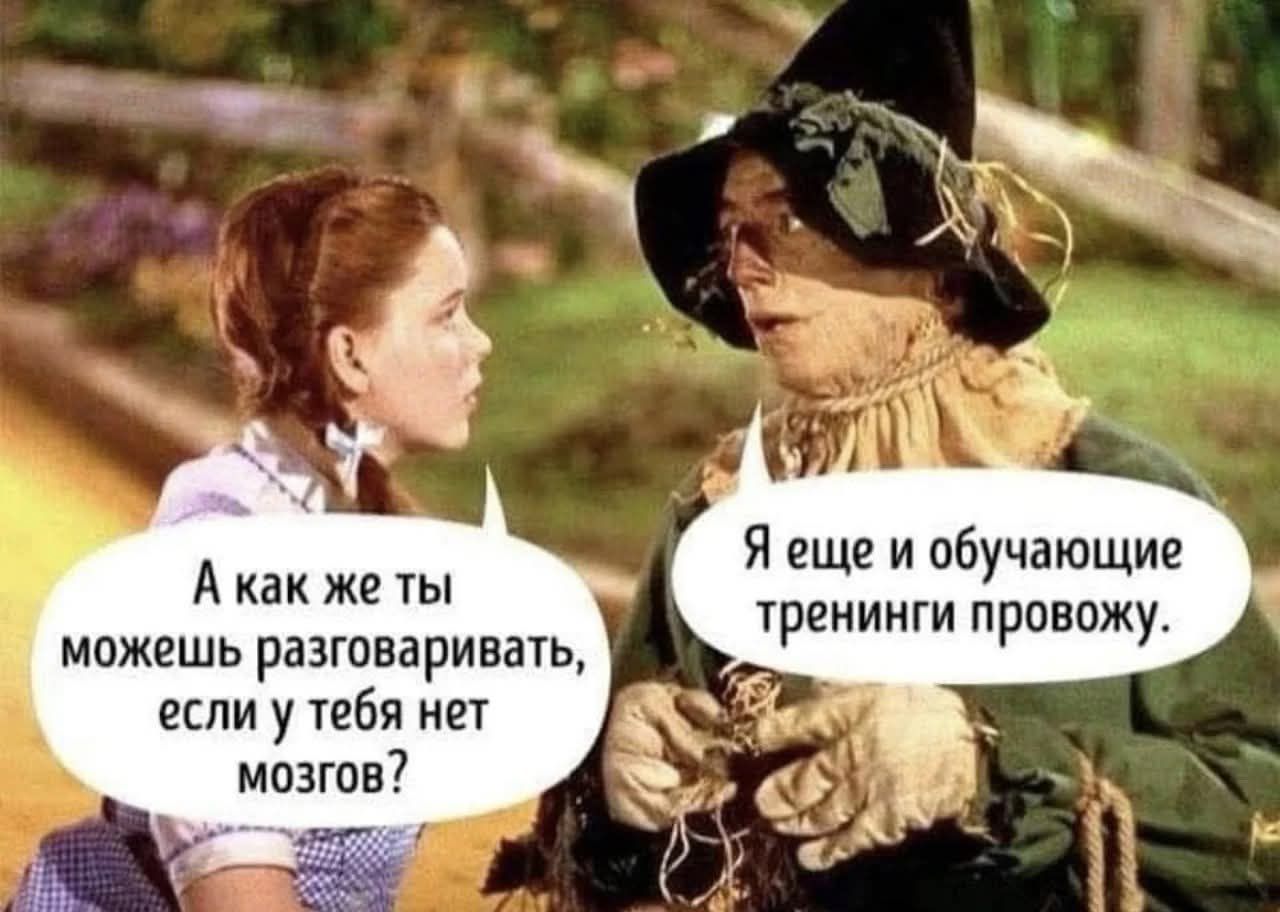 А как же ты можешь разговаривать, если у тебя нет мозгов? Я еще и обучающие тренинги провожу.