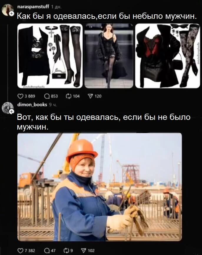 Как бы я одевалась, если бы небыло мужчин. Вот, как бы ты одевалась, если бы не было мужчин.