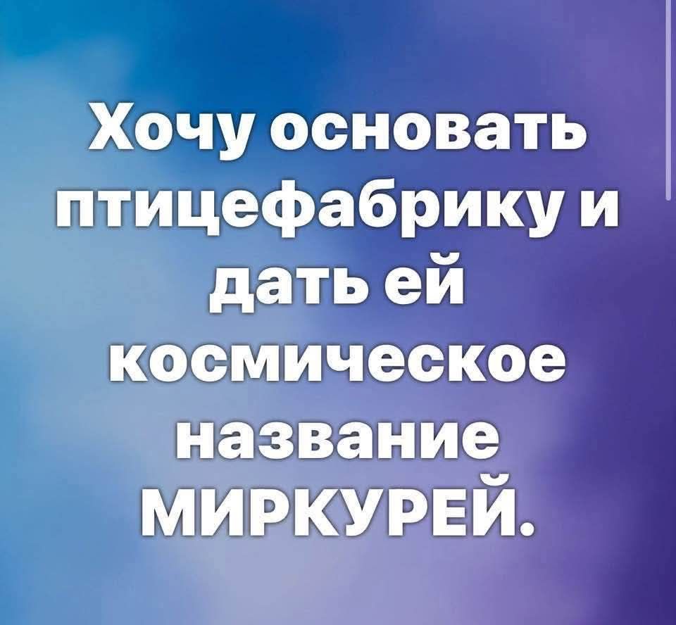 Хочу основать птицепабрику и дать ей космическое название МИРКУРЕЙ.