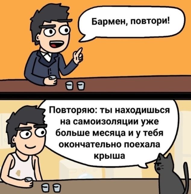 Повторяю ты находишься на самоизопяции уже о 0 больше месяца и у тебя окончательно поехала Ё