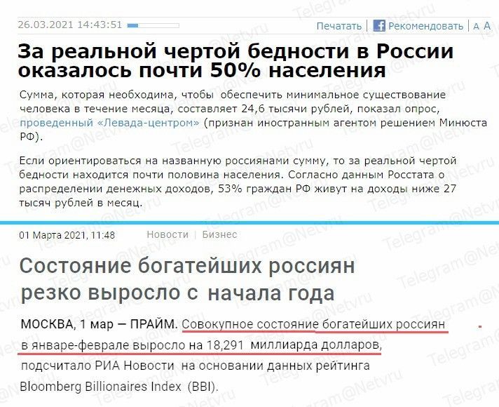 51 _ ПечататЦ Реконенпсзгль А А За реальной чертой бедности в России оказалось почти 50 населения Сумма которая необходима чтобы обеспечить минимальное существование человека в Течение Месяца составляет 246 тысячи рублей покаЗап опрос проведенный кПевадасценрочо признан иностранным агентом решением Минюста РФ Если ориентироваться на названную россиянами сумму то ав реальной чертой бедности находит