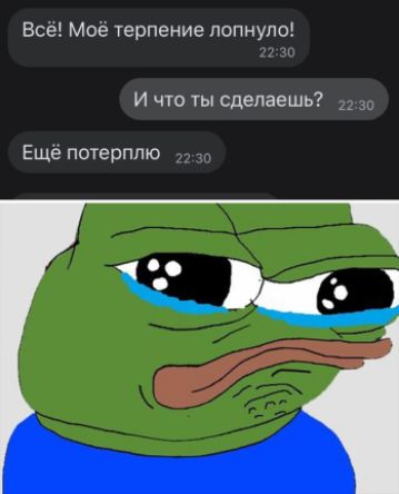 Все Моё терпение лопнуло И что ты сделаешь Еще потерплю