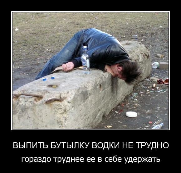ВЫПИТЬ БУТЫПКУ ВОДКИ НЕ ТРУДНО гораздо труднее ее в себе удержать