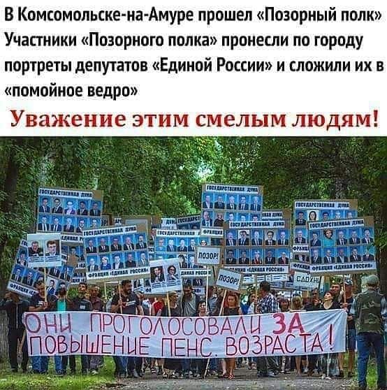 В Комсомольска на Амуре прошел Позорный полк Участники Позорного полка пронесли по городу портреты депутатов Единой России и сложили их в помпйное ведро Уважение этим стелыт ЛЮДЯМ