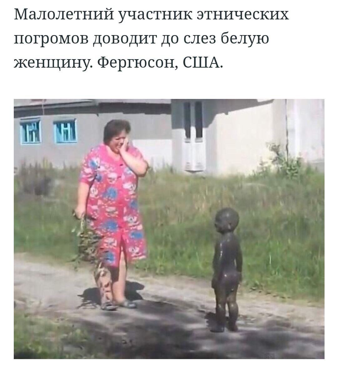 Малолетний участник этнических погромов доводит до слез белую женщину Фергюсон США