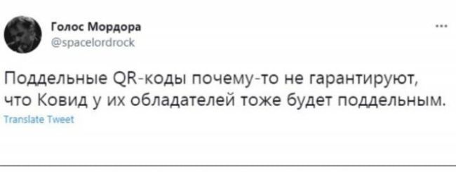 Голос Мордор эивкегопшщк Поддельные Ккоды почему то не гарантируют что Ковид у их обладателей тоже будет поддельным Пизше ттт