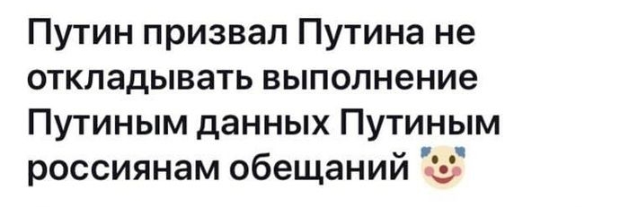 Путин призвал Путина не откладывать выполнение Путиным данных Путиным россиянам обещаний 119