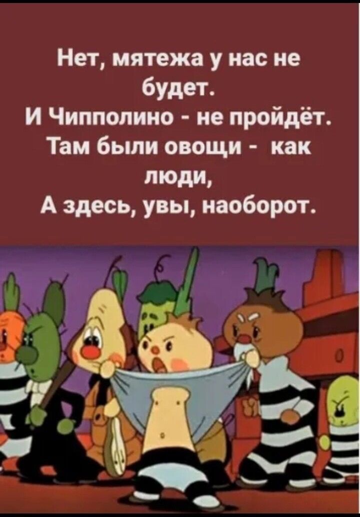 Нет мятежа у нас не будет и Чипполино не пройдёт Там были овощи как люди А здесь увы наоборот