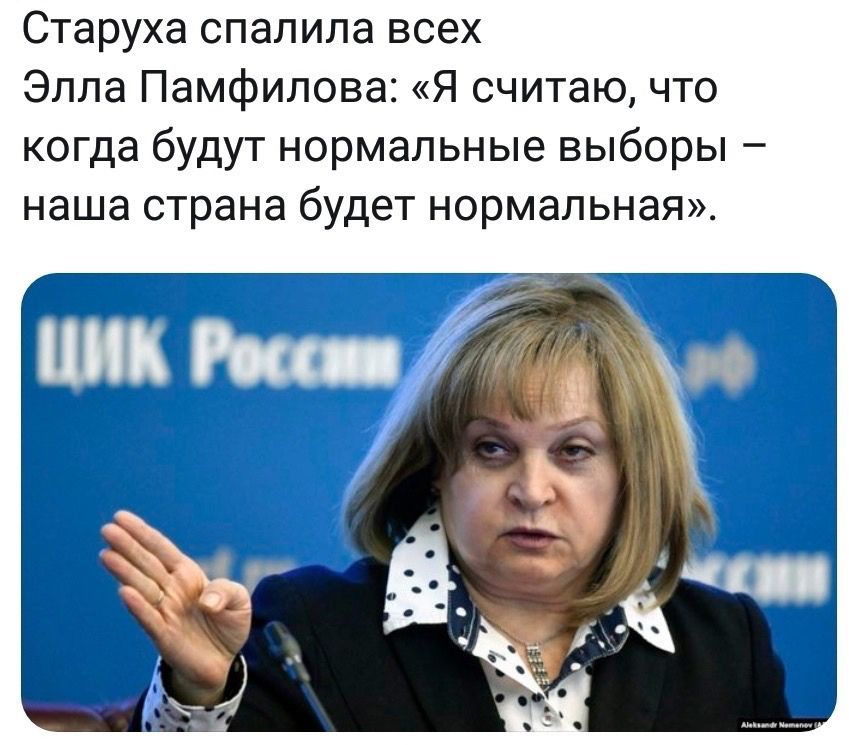 Старуха спалила всех Элла Памфилова Я считаю что когда будут нормальные выборы наша страна будет нормальная