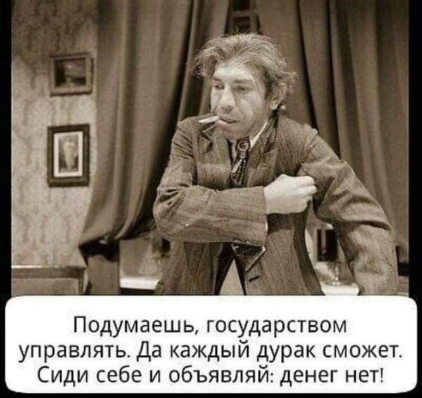 Подумаешь государством управлять Да каждый дурак сможет Сиди себе и объявляй денег нет