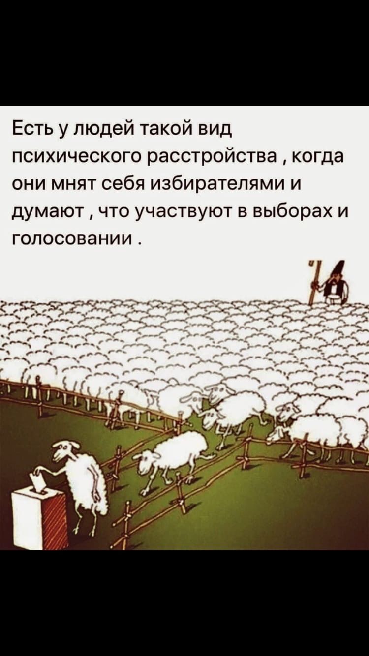 Есть у людей такой вид психического расстройства когда они мнят себя избирателями и думают что участвуют в выборах и ГОЛОСОВЭ НИИ