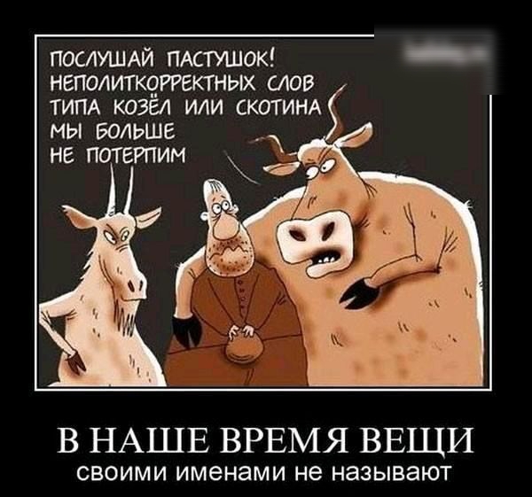 ПОСЛУШАЙ ПАСТУШОК НЕПОЛИТКЧРРЕКТНЫХ МОВ ТИПА КОЗЕЛ ИЛИ СКОТ ИНА МЫ БОЛЬШЕ НЕ ПОТЕРПИМ В НАШЕ ВРЕМЯ ВЕЩИ СВОИМИ ИМЭНЭМИ Не НЭЗЫВЭЮТ
