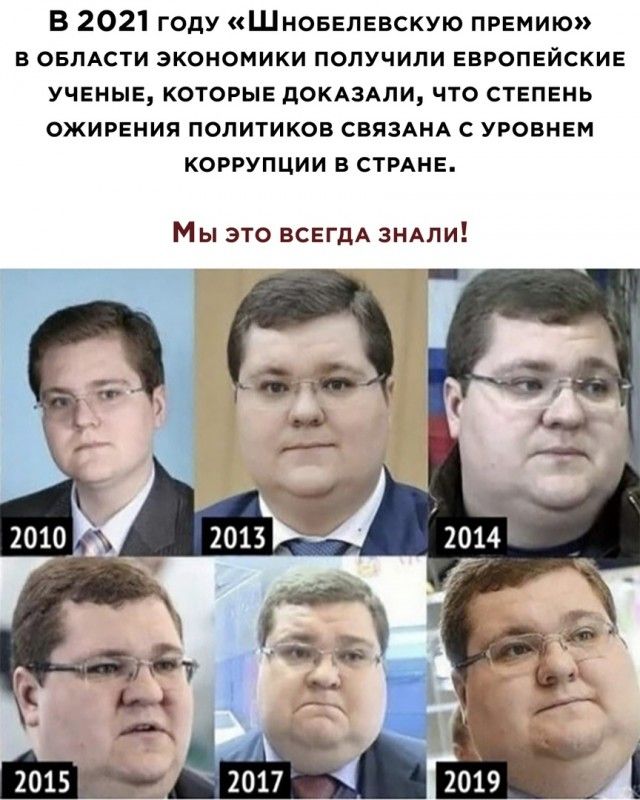 В 2021 году Шноеелевскую премию в оелдсти экономики получили европейские ученые которые дОКАЗАЛИ что степень ожирения политиков свя3АНА с уровнем коррупции в стрдне Мы это всегдА зндпи