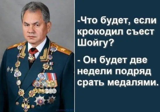 Что будет если крокодил съест Шойгу Он будет две недели подряд срать медалями