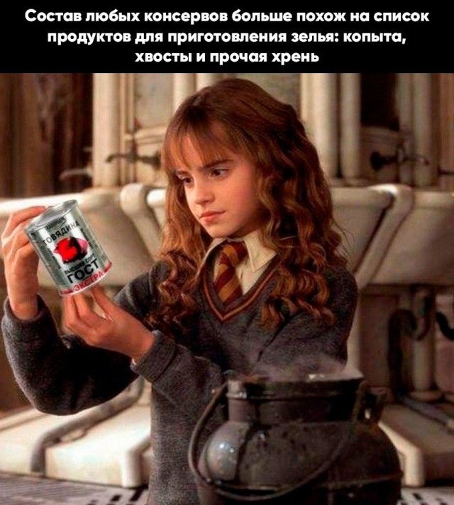 Состав любых консервов больше похож ио спиоок продуктов для приготовления зелья копыта хвосты и прочая хрень