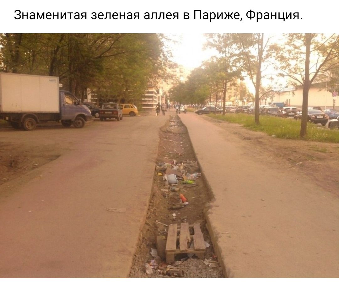 Знаменитая зеленая аллея В париже Франция