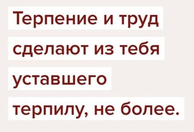 Терпение и труд сделают из тебя уставшего терпипу не более