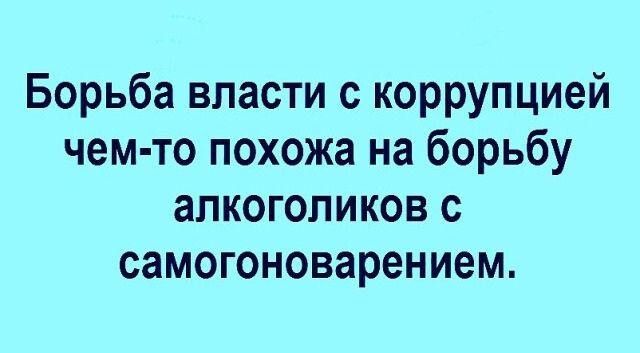 Борьба власти с коррупцией чем то похожа на борьбу алкоголиков с самогоноварением