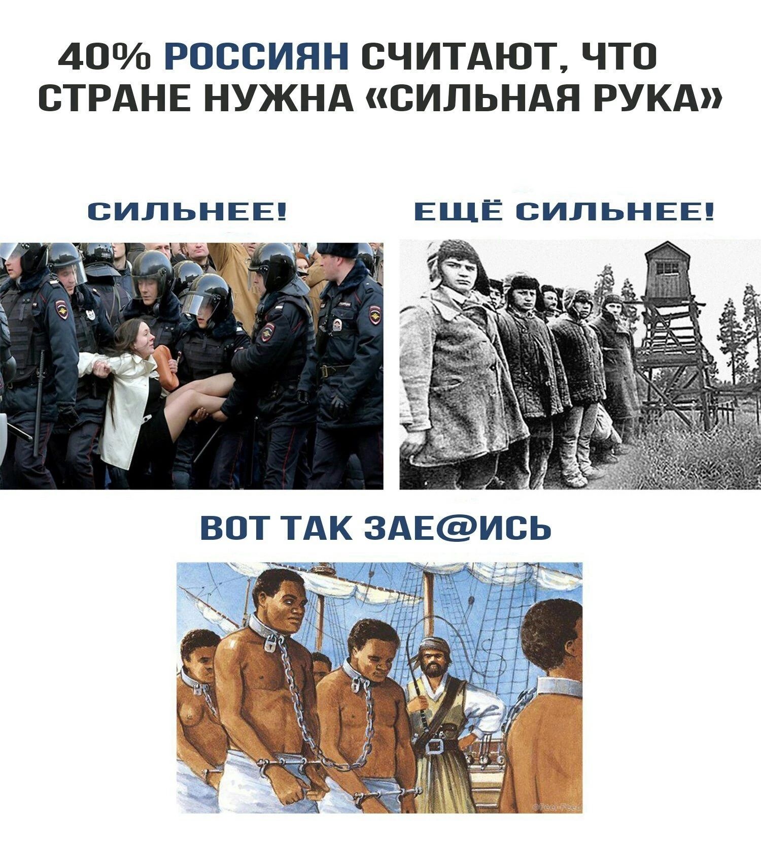 40 россиян считают, что стране нужна «сильная рука» сильнее! Еще сильнее!
