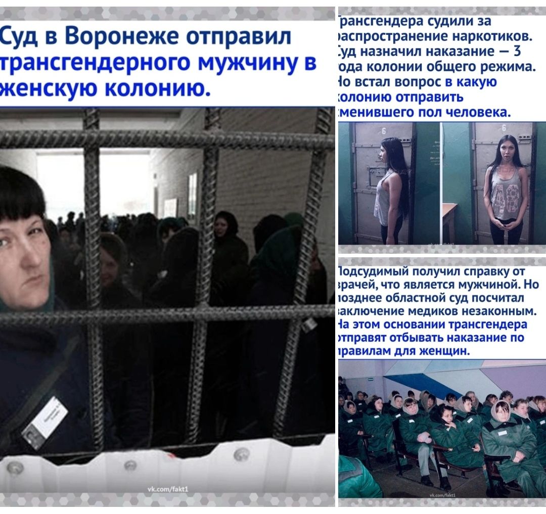 Уд в воронеже отправил рансгендерного мужчину в женскую колонию. Ранстендера судили за наспространение наркстиков. Уд назначил наказание   9да колонии общего режима. Ч встал вопрос в какую! Олонию отправить зднее областной суд посчитал.  Этом основании трансгендера правят отбывать наказание по. Павилам для женщии: