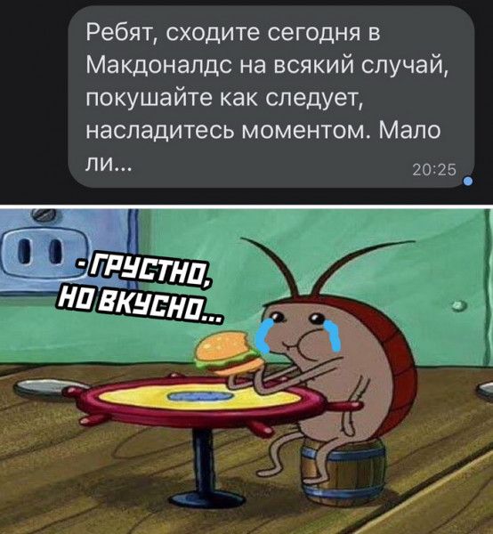 Ребят сходите сегодня в Макдоналдс на всякий случай покушайте как следует насладитесь моментом Мало ли 2025