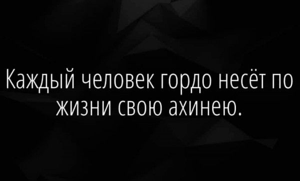 Каждый человек гордо несёт по жизни свою ахинею