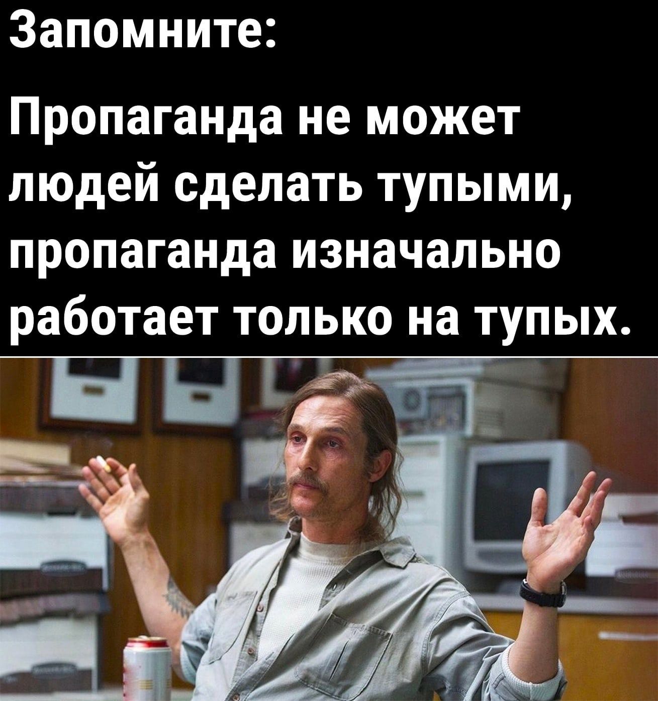Запомните Пропаганда не может людей сделать тупыми пропаганда изначально работает только на тупых