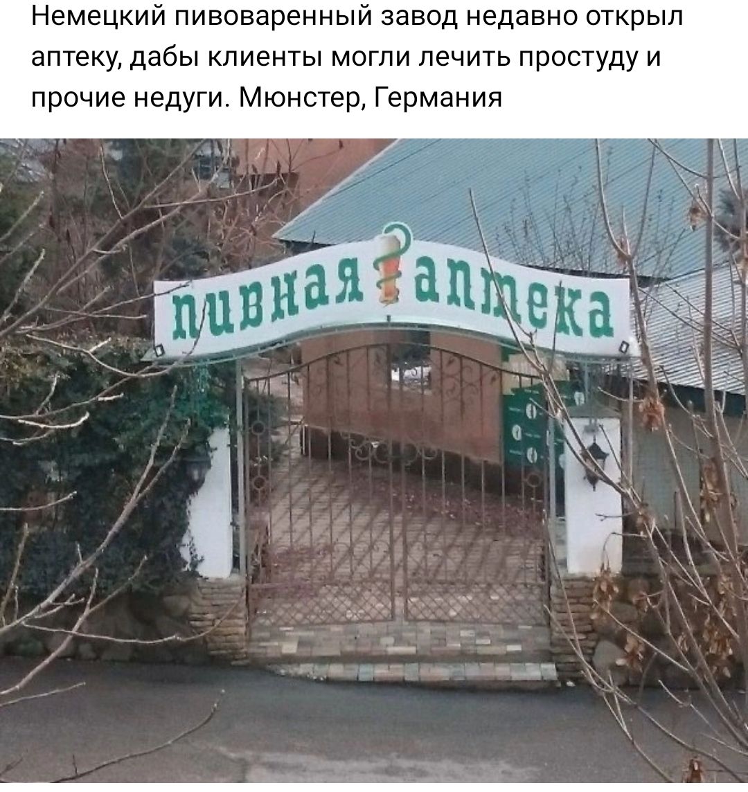 Немецкий пивоваренный завод недавно открыл аптеку дабы клиенты могли лечить проауду и прочие недуги Мюнстер Германия