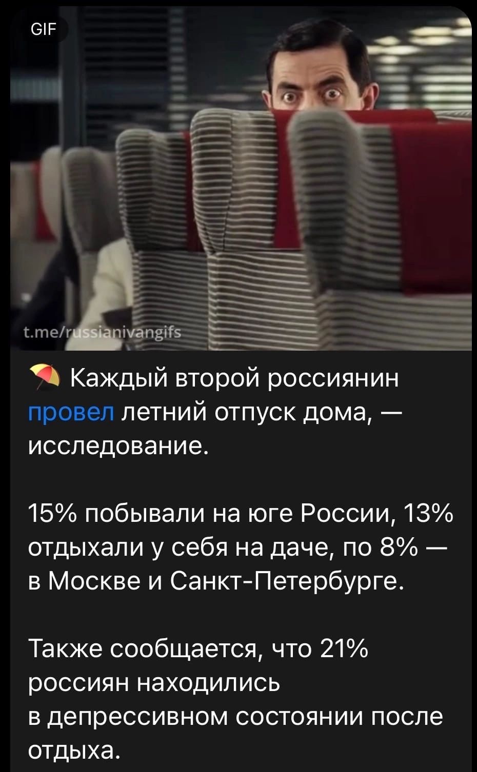 Каждый второй россиянин провел летний отпуск дома исследование 15 побывали  на юге России 13 отдыхали у себя на даче по 8 в Москве и СанктПетербурге  Также сообщается что 21 россиян находились в