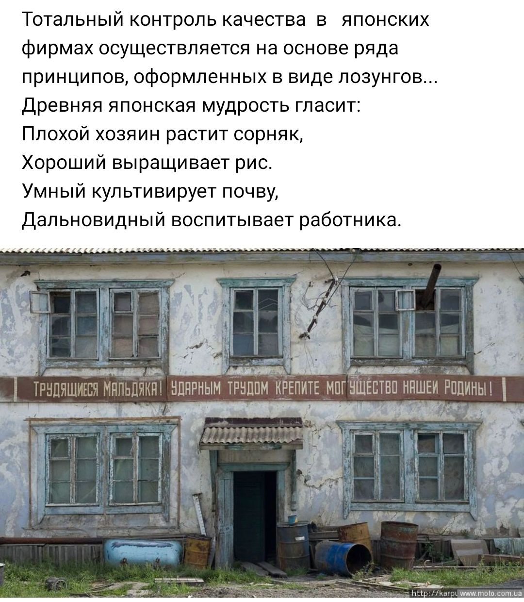 Тотальный контроль качества в японских Фирмах осуществляется на основе ряда принципов оформленных в виде лозунгов Древняя японская мудрость гласит Плохой хозяин растит сорняк Хороший выращивает рис Умный купьтивирует почву Дапьновидный воспитывает работника