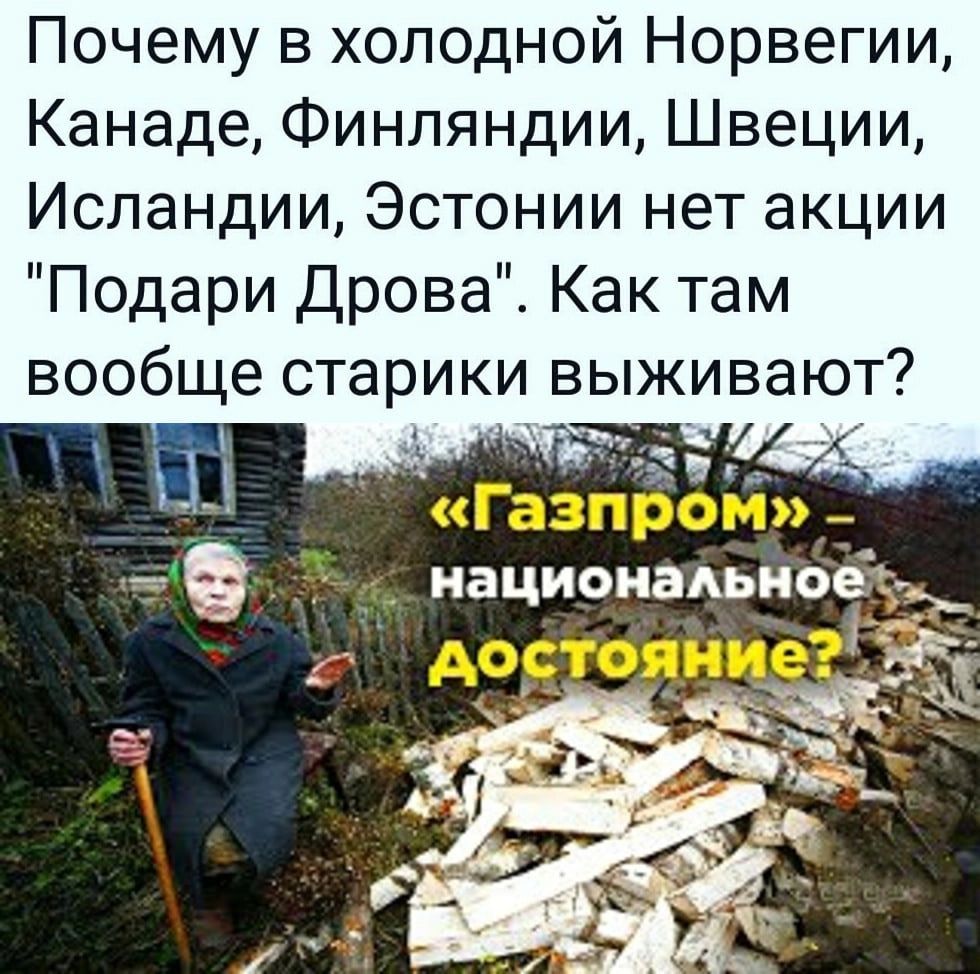 Почему в холодной Норвегии Канаде Финляндии Швеции Исландии Эстонии нет акции Подари Дрова Как там вообще старики выживают