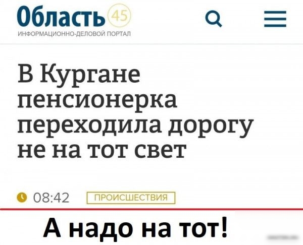 Обдёпь В Кургане пенсионерка переходила дорогу не на тот свет 00842 А надо на тот