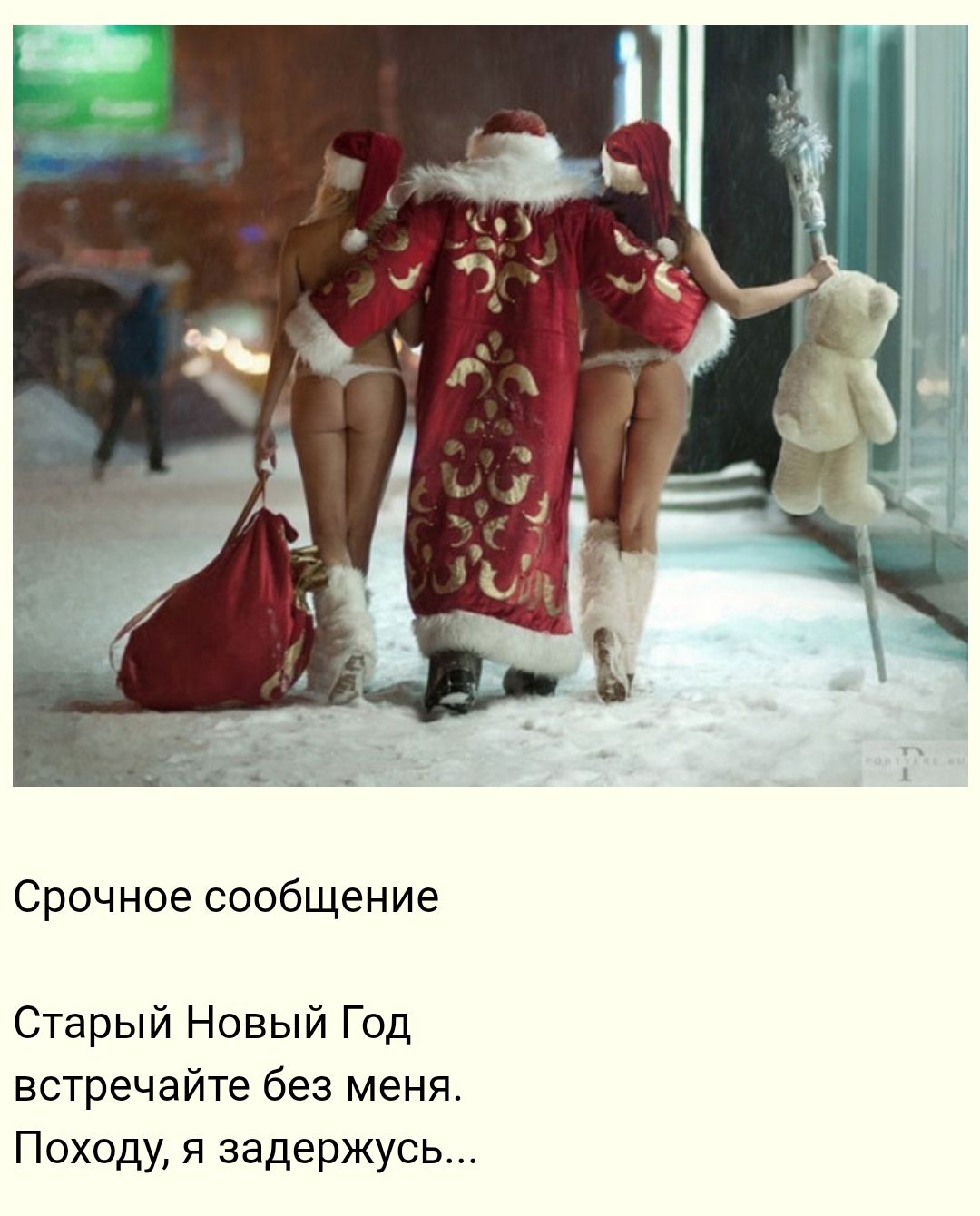 Срочное сообщение Старый Новый Год встречайте без меня Походу я задержусь