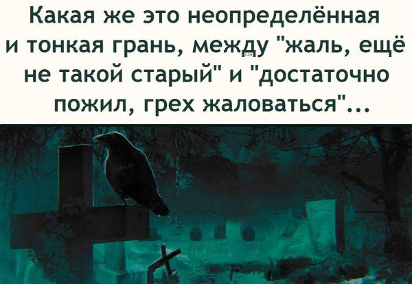 Какая же это неопределённая и тонкая грань между жаль ещ не такой старый и достаточно пожил грех жаловаться