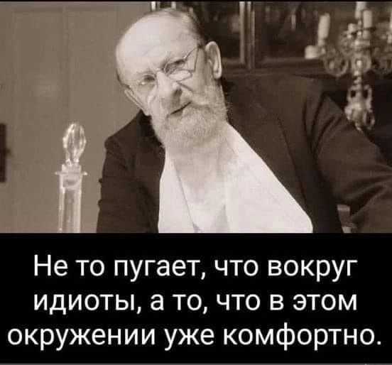 Не то пугает что вокруг идиоты а то что в этом окружении уже комфортно